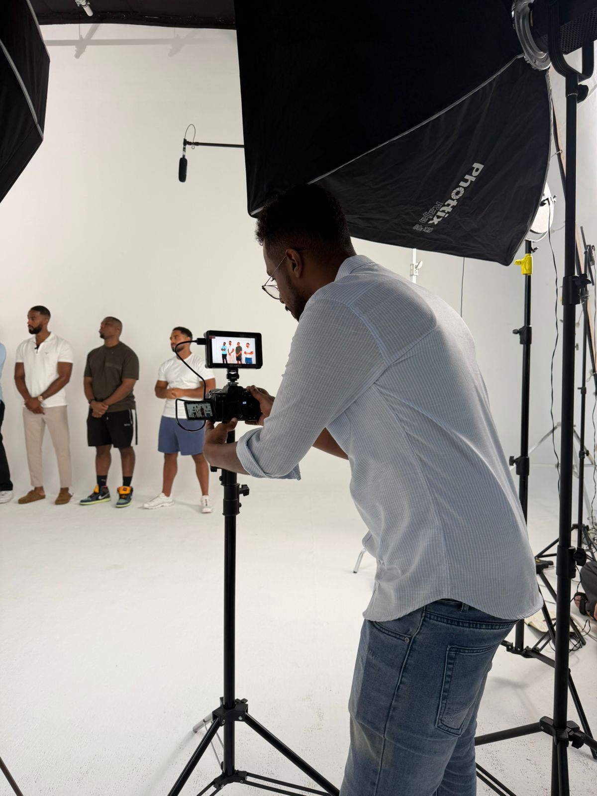 Camera production behind the scenes in a professional studio